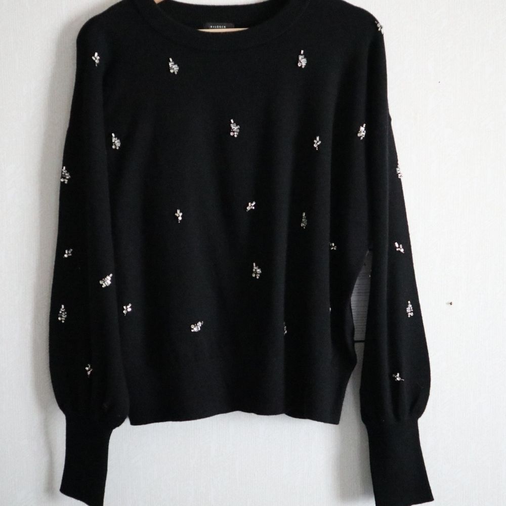 Nowt Halogen Rhinestone Jewel Studded Pullover Sweater - Picture 6 of 7